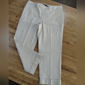 Lafayette 148 New York Womens Beige Linen & Cotton Blend Straight Leg Crop Pants